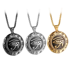Eye Of Horus Pendant Necklace For Men Vintage Egyptian Amulet Stainless Steel And Alloy Jewelry Punk Rock Style