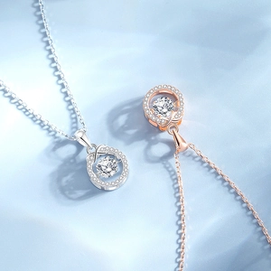 Collana infinito in argento sterling S925 con pendente in moissanite in argento e oro rosa