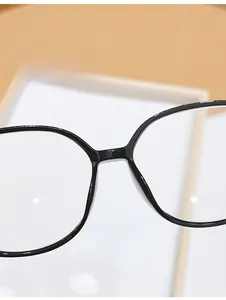 Detail of comfortable integrated nose pads on black oversized anti-blue light glasses
