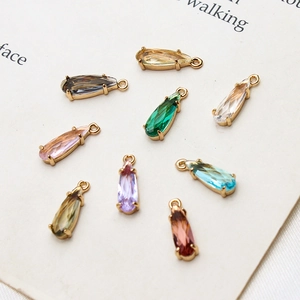 Teardrop Water Drop Pendant Copper Gold Plated Faceted Glass Crystal Charm For Earring Necklace DIY Jewelry Making