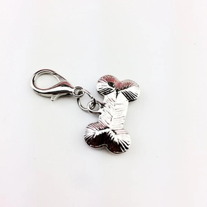 Detailed close-up of a silver bone-shaped pet collar pendant with a lobster clasp