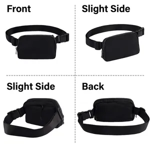 Waterproof nylon sports fanny pack for running, shown in multiple angles on white background