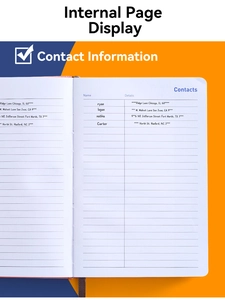 Detail view of the 18-month English planner showing contact information page layout