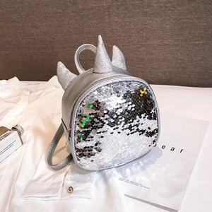 Kids silver sequin mini backpack cute unicorn school bag stylish children daypack