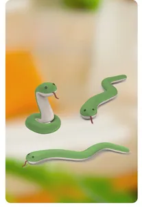 Detailed close-up of a green plush snake cat toy with flexible wire for adjustable poses