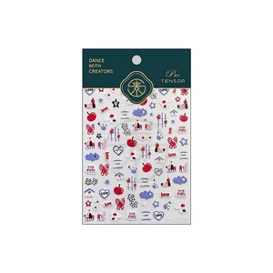 M-1173 niedliche 3D Cartoon Hunde Nagelsticker mit Kirsch und Herzmotiven