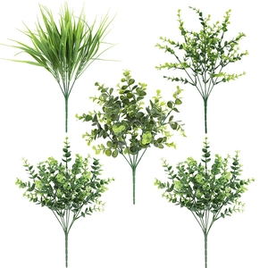 Artificial Eucalyptus Plants Faux Greenery Plastic Realistic Multi Branch Foliage For Home Wedding Decor