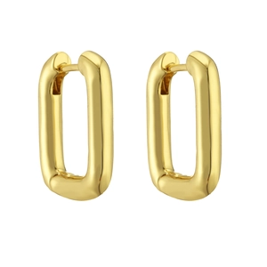 Minimalist gold U-shaped rectangular hoop earrings with a high-polished finish for women