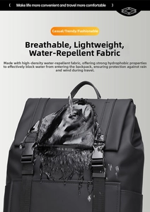 Detail of high-density waterproof laptop backpack fabric showing water-repellent performance