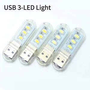 Portable 3-LED mini USB night light with transparent casing and standard USB-A connector