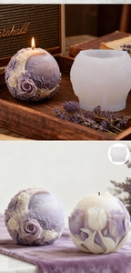 Detailed relief pattern on a spherical candle mold with elegant floral engravings