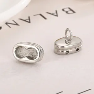 Edelstahl Schmuckverbinder Oval Kapsel Schnallen Für DIY Halskette Armband Herstellung Hochglanzpoliert Silber Zubehör
