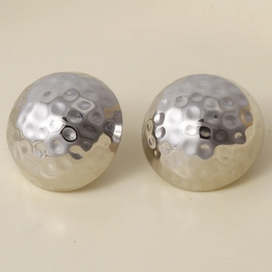 Detailed close-up of 304 stainless steel stud earrings with hand-hammered texture finish