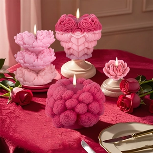 Stampi in silicone per candele profumate a forma di rosa e peonia per regali fai-da-te
