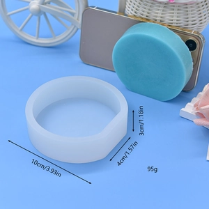 Silicone mold with circular wave geometry for DIY soap and resin crafts shown with blue finish