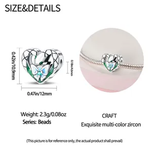 Spécifications détaillées de taille pour la perle papillon en argent avec zircon