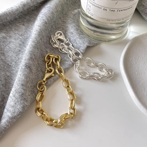 Minimalist French style 925 sterling silver chain bracelets in gold and silver finishes