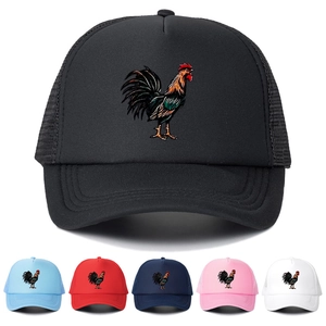 Rooster Print Trucker Hat Mesh Baseball Cap Breathable Sun Protection Outdoor Casual For Men Women