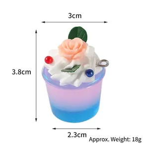Mini simulation ice cream cupcake keychain pendant with 3.8cm height dimensions