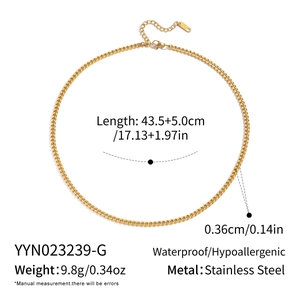 Detail of 3.6mm gold stainless steel curb chain with waterproof minimalist finish
