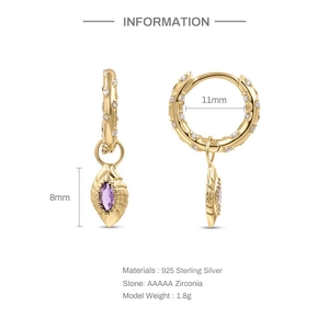 Detailed sizing and material specs for S925 sterling silver moon star drop earrings