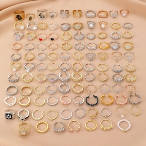 Collection of minimalist bow and star moon adjustable rings for women in assorted finishes
