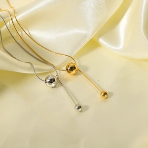 Minimalist 18k gold and silver plated spherical pendant snake chain necklaces set