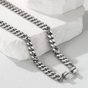 Silver dumbbell pendant necklace with cuban chain on stone, hip hop sports style jewelry