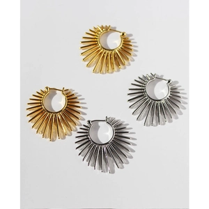 Orecchini a Cerchio Punk Sunburst da Donna Orecchini in Rame Appuntiti Oro Argento Gioielli Hip Hop Statement Geometria Borchie