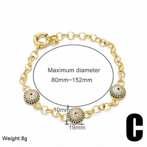 Detail view of evil eye pearl bracelet with dimensions showing 19mm charm and 8g weight