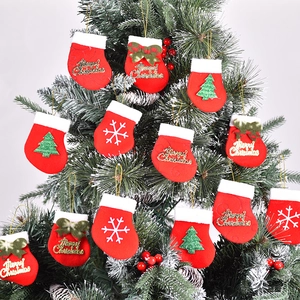 Mini Christmas Stocking Ornaments Felt Hanging Bags For Holiday Tree Decoration Snowflake Pattern Scene Layout