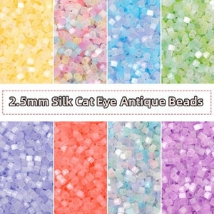 Detail von 2,5mm Seiden-Katzenaugen-Glasperlen für DIY-Schmuck in verschiedenen Farben