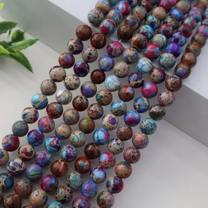 Perles rondes en pierre naturelle pour création de bijoux perles de pierre multicolores