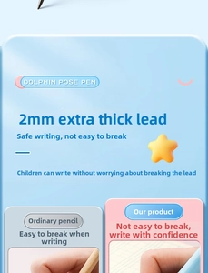 Dettaglio della mina da 2mm sulla matita a forma di delfino per scrittura bambini