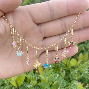 Marine Animal Drop Hoop Earrings Copper Colorful Zircon Cute Whale Jellyfish Jewelry With Stainless Steel Earring Post