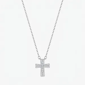 Moissanite Cross Pendant Necklace In 925 Sterling Silver D Color VVS1 Sparkling Clavicle Chain Hip Hop Jewelry For Women