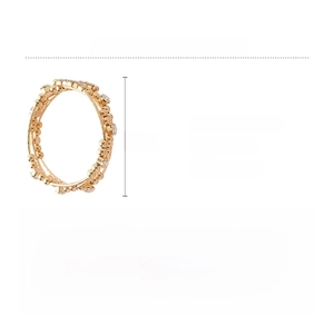 Detailed view of layered geometric gold bracelet with rhinestones and size measurements