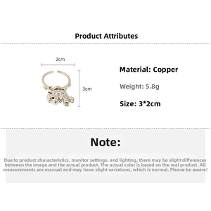 Detail showing creative silver calf ring dimensions 3x2cm made of copper material