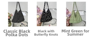 Three canvas tote bags featuring leopard dots, bow prints, and floral patterns in detail