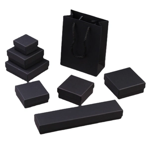 Black kraft paper jewelry box set with necklace box and matching paper gift bag