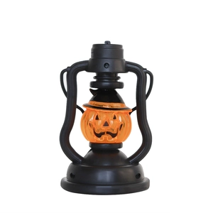 Halloween pumpkin lantern decorative LED night light with black frame and orange face