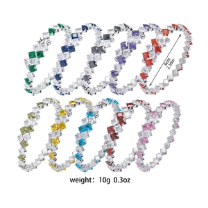 Colorful zircon stainless steel open bangles available in ten vibrant gemstones colors