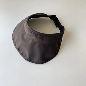 Detail of adjustable velcro strap and black vinyl lining on sports sun visor hat