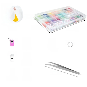 DIY jewelry kit detail showing 24-grid organizer box with colorful glass beads and tools