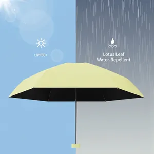 Ultralight six-fold capsule umbrella with UPF50+ coating for sun and rain protection