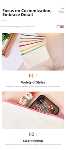 Close-up of durable canvas pencil pouches with colorful zippers for organized storage