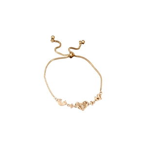 Elegant 18K gold plated heart bracelet with zircon stones and adjustable slider clasp