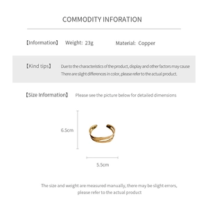 Detailed view of 23g gold copper double-layer bangle with 6.5cm x 5.5cm dimensions