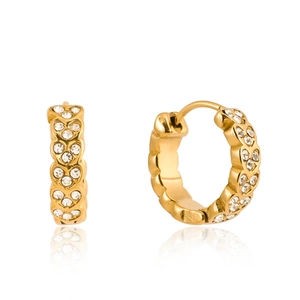 Boucles d'oreilles créoles dorées en forme de cœur avec strass pour un look de luxe