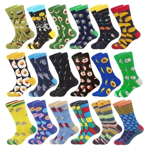 Funny Novelty Crew Socks Cotton Knitted Colorful Food Space Animal Patterns Casual Mid Calf Long Socks For Men Women